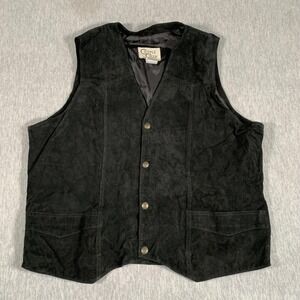 Cripple Creek Vest Mens 3XL Black Leather Snap Front Lined Motorcycle ML3061
